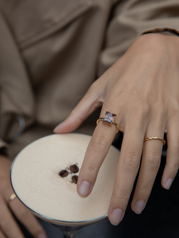 Les Soeurs Ring Gioia Coffee 3. This Gioia ring is the easiest way to add a touch of color to your everyday look. This ey...