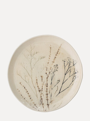 Serving plate Bea. This large handcrafted earthenware serving platter, adorned with crackle glaze and a subtle floral pat...