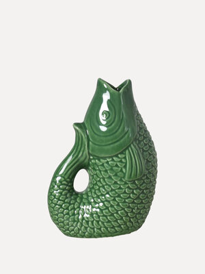 Vaas Vis. Transform your space into an artistic oasis with this small green ceramic fish-shaped vase. This charming vase ...