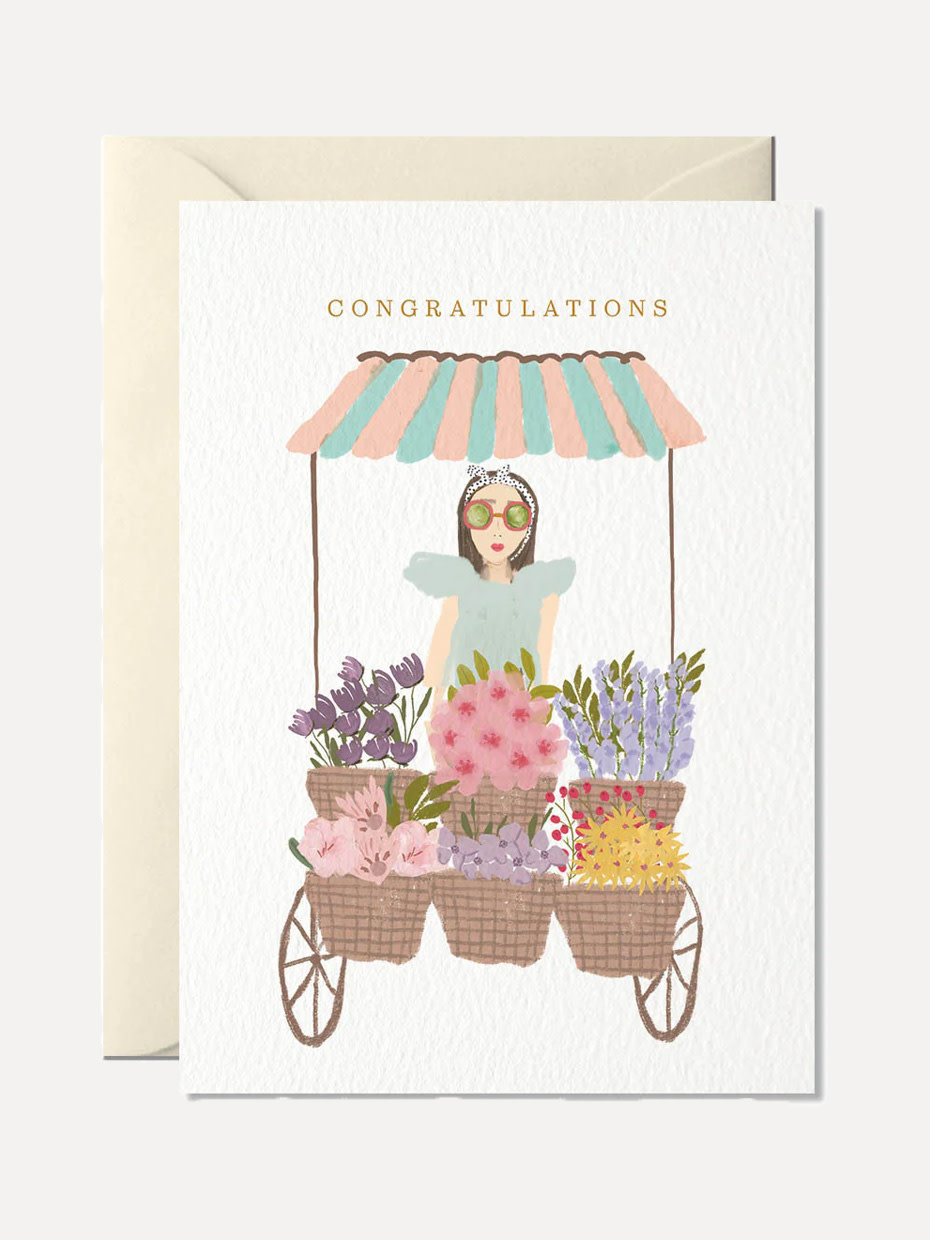 Nelly Castro Wenskaart Congratulations 1. Met deze wenskaart voorzien van een met de hand getekende illustratie van een f...