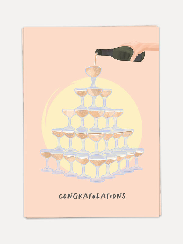 Kaart Blanche Wenskaart Congratulations 1. Een toren vol bubbels en een hart vol felicitaties. Met deze schitterende wens...