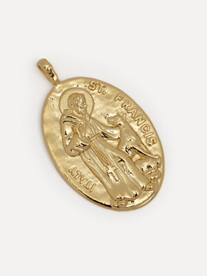 Charm St. Francis. Let your love for animals speak with this charm, an oval pendant of St. Francis, the patron saint of a...