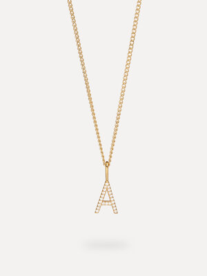 Pendentif Initial Strass. Personnalisez votre look avec ce charm, une forme de lettre subtilement dorée en or 14 carats. ...