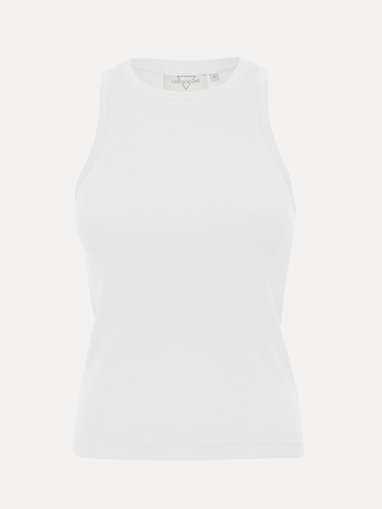 Les Soeurs Rib top Kaila 1. Deze witte tanktop is een tijdloze klassieker die niet mag ontbreken in je garderobe. Met zij...