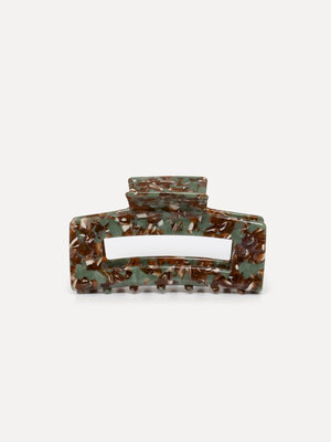Épingle à cheveux rectangulaire. Optez pour un style intemporel et une fonctionnalité avec cette grande barrette vert-bru...