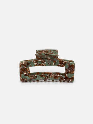 Hair Clip rectangle. Opt for timeless style and functionality with this large green-brown hairpin, an indispensable acces...