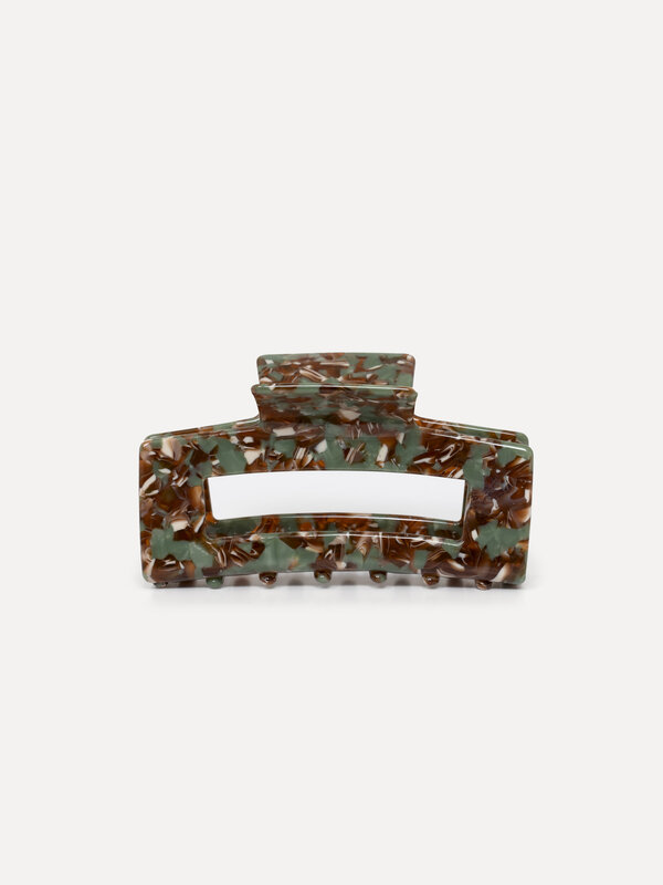 Les Soeurs Resin hair Clip rectangle 1. Opt for timeless style and functionality with this large green-brown hairpin, an ...