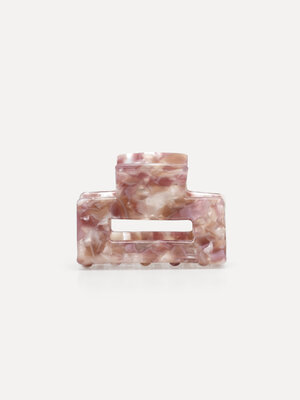 Epingle à cheveux rectangulaire. Une barrette rectangulaire contemporaine avec un motif en marbre rose et blanc, conçue a...