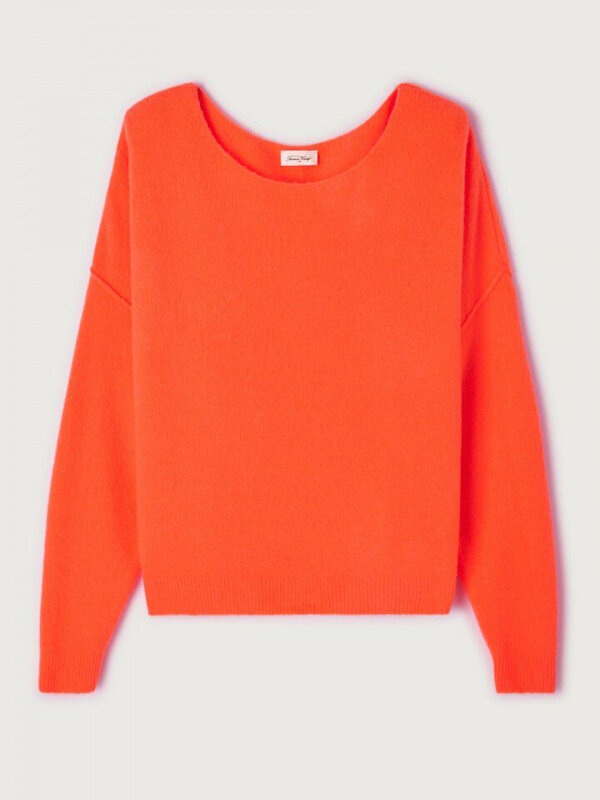 American Vintage Jumper Damsville 1. The soft and comfortable knitted fabric of this orange  Damsville sweater is enjoyab...