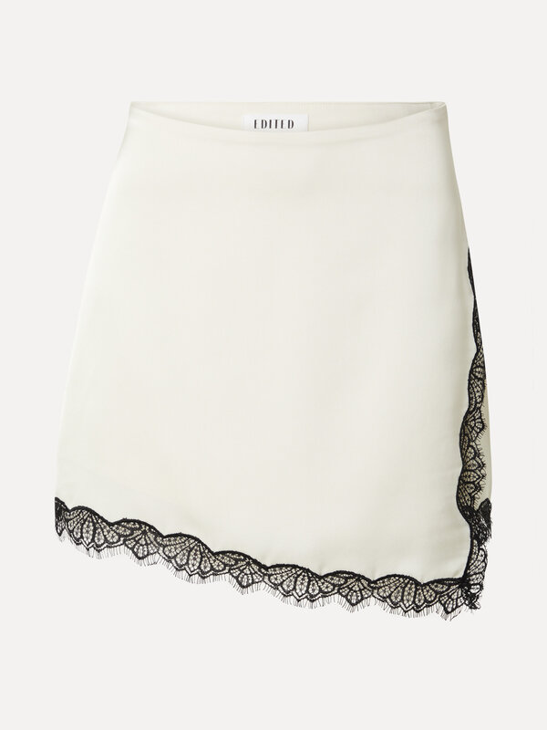 Edited Skirt Edie 2. Create stylish contrasts with this white lace skirt and the enveloping black lace border, making it ...