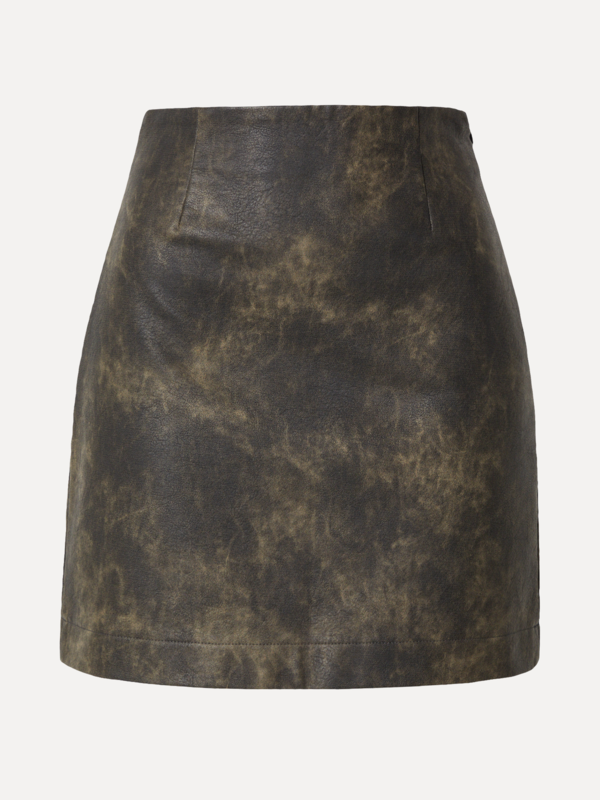 Edited Short skirt Josie 2. Go for an edgy look with this versatile vegan leather skirt in deep brown vintage color. The ...