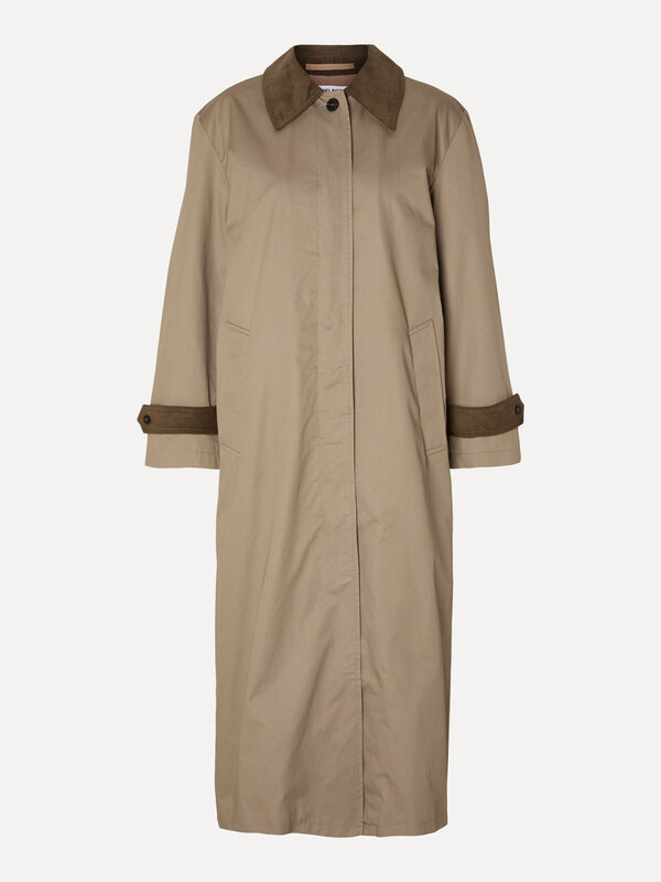 Selected Long trenchcoat Asya 1. Upgrade your style with this trench, refreshed with stylish corduroy accents. A modern i...