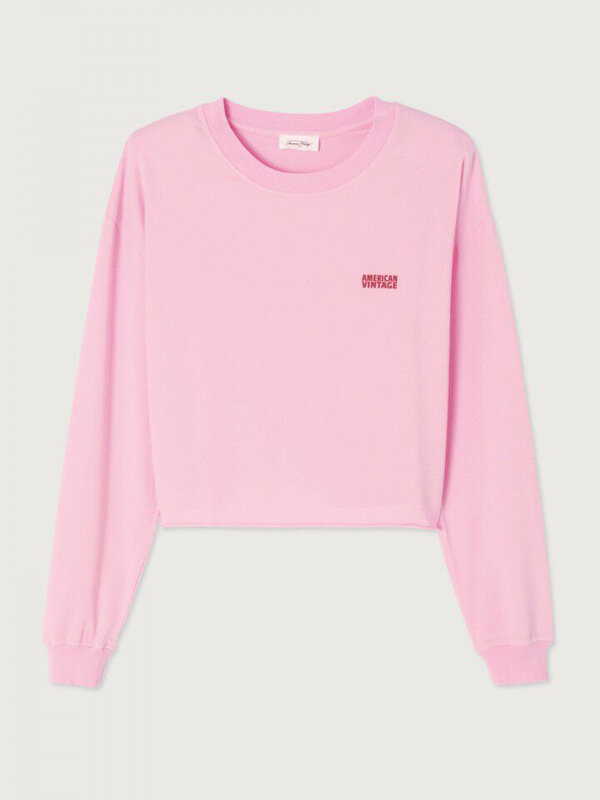 American Vintage T-Shirt met lange mouwen Pymaz 2. Omarm moeiteloos een casual stijl met dit comfortabele roze t-shirt me...