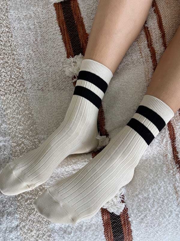 Le Bon Shoppe Socks Her Varsity 1. These socks are a striped version of the original Her socks that are classically ribbe...