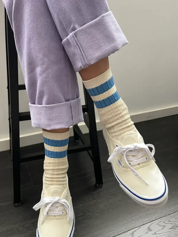 Le Bon Shoppe Socks Her Varsity 1. These socks are a striped version of the original Her socks that are classically ribbe...