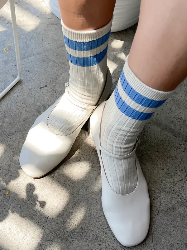 Le Bon Shoppe Socks Her Varsity 5. These socks are a striped version of the original Her socks that are classically ribbe...