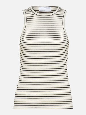 Striped tank top Anna. Keep it simple with this ribbed tank top. It comes in a sleeveless design with a round neck and a ...