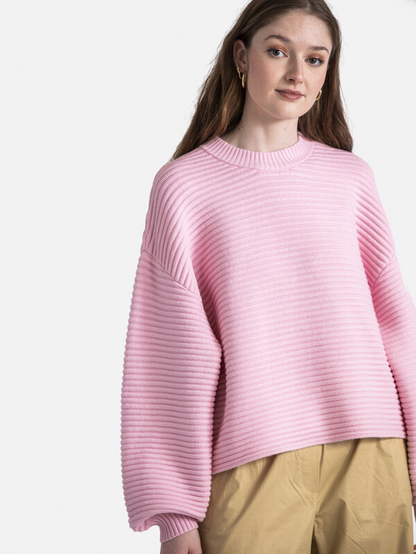 Edited Jumper Everlee 3. Optez pour un style sans effort et confortable avec ce pull rose. La texture ajoute du caractère...