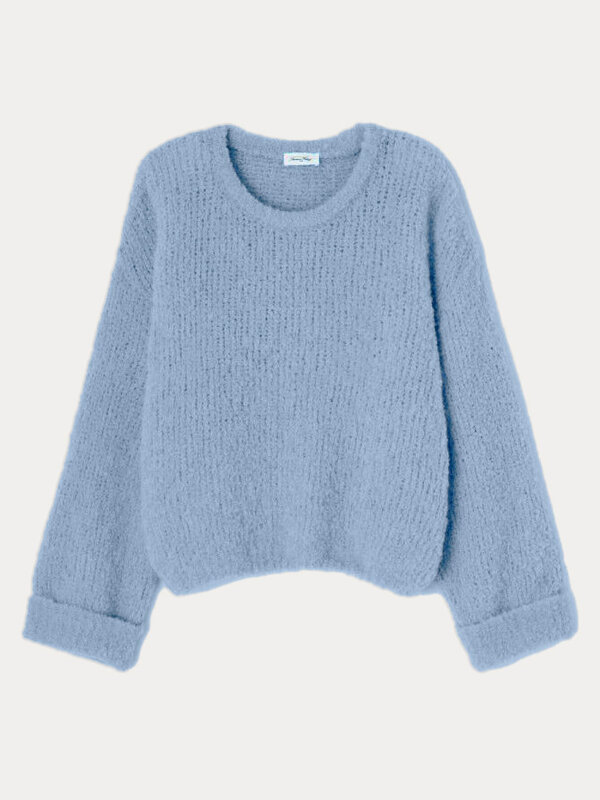 American Vintage Knitted jumper Zolly 2. Create a timeless and warm look with this knitted sweater in a beautiful blue co...