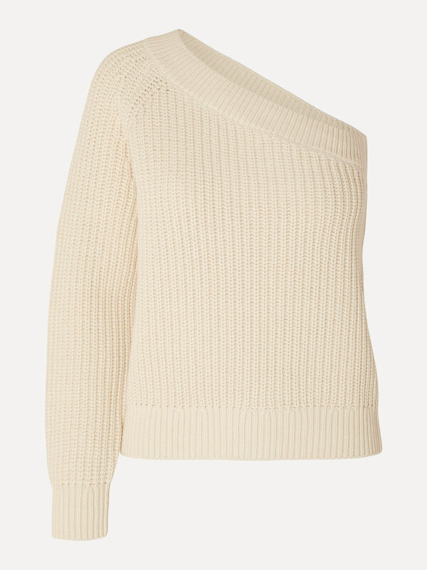 Selected One-shoulder sweater Sedora 2. Ga voor stijlvolle eenvoud met deze one shoulder knitwear trui, een veelzijdig it...