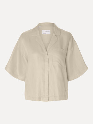 Shirt Lyra. Embrace a lighter kind of dressing with this short-sleeved linen-blend shirt. It comes in a boxy, contemporar...