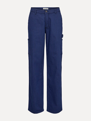 Striped trousers. Upgrade your look with these striped trousers in a cobalt blue shade, featuring cargo pockets for a tre...