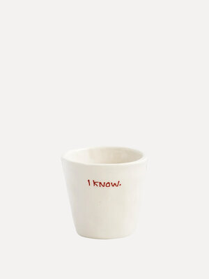 Tasse espresso I Know. Facts only! Cette tasse à espresso I Know est faite pour les experts du détail. Le texte sobre sur...