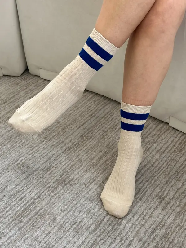 Le Bon Shoppe Socks Her Varsity 1. These socks are a striped version of the original Her socks that are classically ribbe...