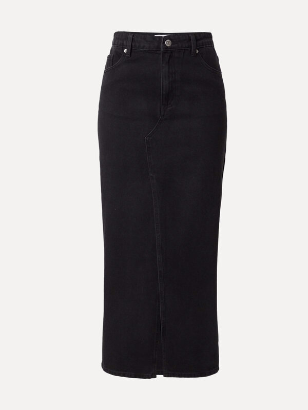 Edited Denim skirt Yu 1. Strive for simplicity with this black denim midi skirt, an essential item that epitomizes effort...