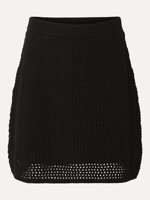 Rok Fina. Met zijn eenvoudige maar elegante ontwerp is deze zwarte gehaakte rok een essentieel stuk voor een relaxte maar...