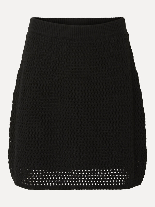 Selected Gehaakte rok Fina 2. Met zijn eenvoudige maar elegante ontwerp is deze zwarte gehaakte rok een essentieel stuk v...