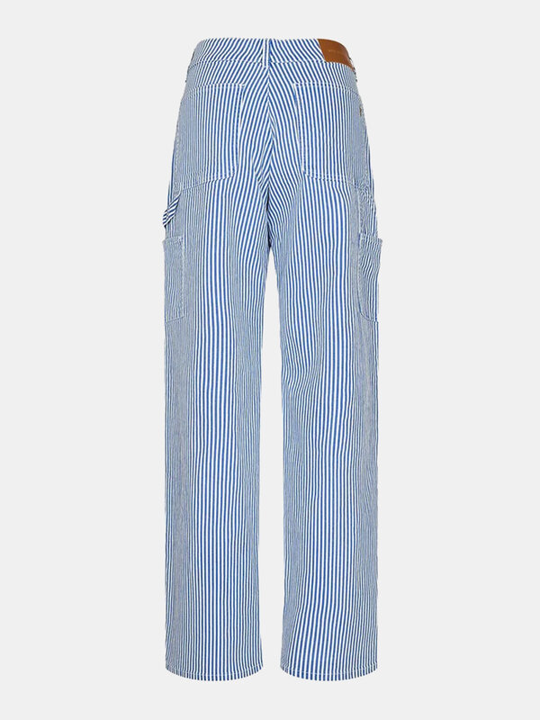 Sofie Schnoor Pantalon à rayures 5. Affirmez-vous avec ce pantalon rayé en bleu clair et blanc, équipé de poches cargo po...