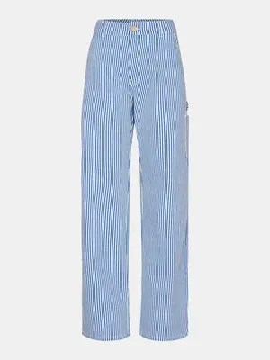 Striped trousers. Make a statement with these striped pants in light blue and white, complete with cargo pockets for a tr...