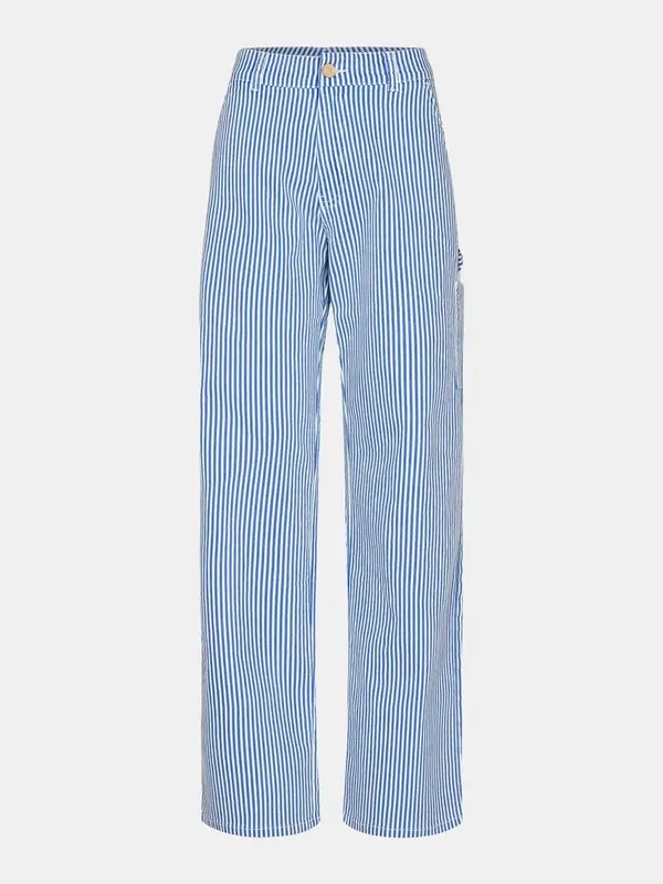 Sofie Schnoor Pantalon à rayures 1. Affirmez-vous avec ce pantalon rayé en bleu clair et blanc, équipé de poches cargo po...