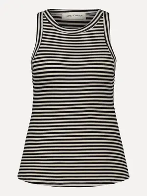 Tanktop. Restez simple avec ce débardeur. C'est un modèle sans manches avec un col rond et un motif à rayures classique. ...