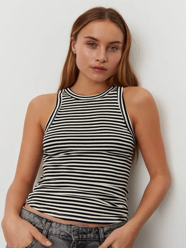Sofie Schnoor Striped tanktop 2. Keep it simple with this tank top. It's a sleeveless design with a round neck and a clas...