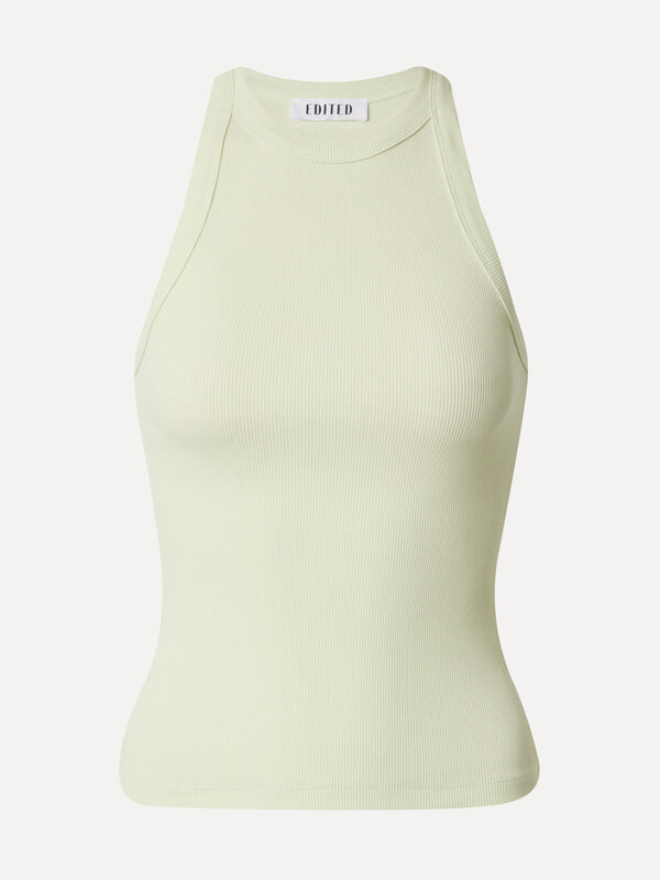 Edited Tanktop Orelia 2. Embrace the summer vibes with this ribbed tank top in a fresh pastel green color, instantly givi...