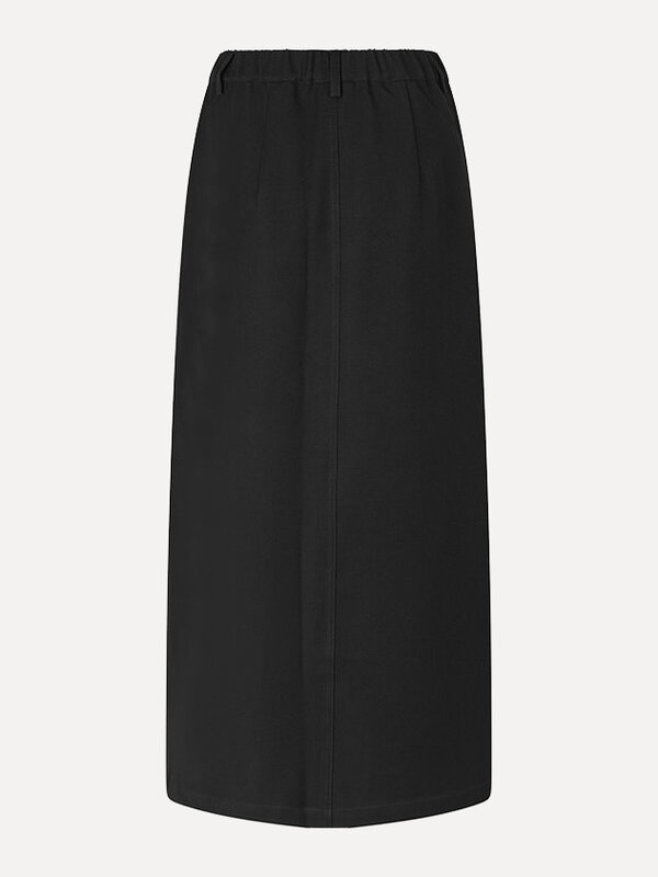 MBYM Skirt Nellis Shawna 5. Radiating simplicity and elegance, this black maxi skirt with a refined front slit is a perfe...