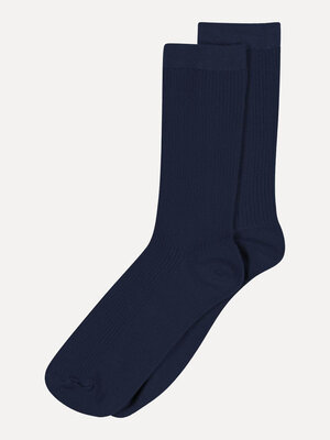 Chaussettes Fine Rib. Améliorez votre collection de chaussettes avec ces élégantes chaussettes bleu marine à la texture f...