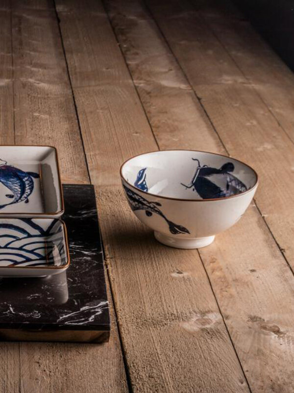 Gusta Bowl Koi 2. Set your table in style with this beautiful bowl from the In To Japan series. The bowl features an imag...