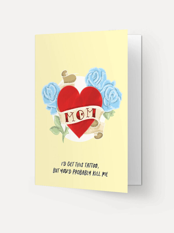Kaart Blanche Carte de vœux Mom tattoo 2. Surprenez votre mère avec une touche d'humour avec cette charmante carte de vœu...