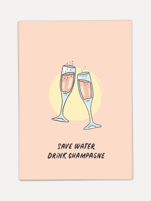 Carte de vœux Drink champagne. Ajoutez une touche d'éclat à une occasion spéciale avec cette carte de vœux humoristique p...