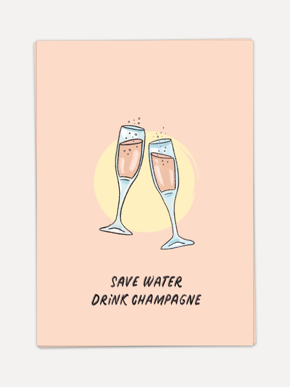 Kaart Blanche wenskaart Drink champagne 1. Voeg wat sprankeling toe aan een bijzondere gelegenheid met deze grappige wens...