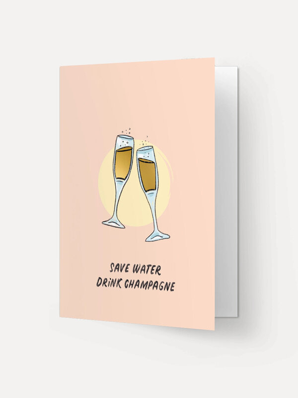 Kaart Blanche Wenskaart Drink champagne 2. Voeg wat sprankeling toe aan een bijzondere gelegenheid met deze grappige wens...
