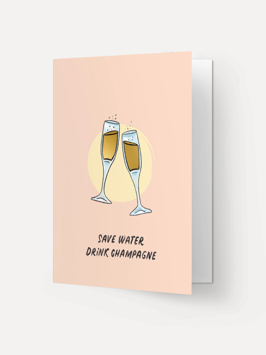 Kaart Blanche wenskaart Drink champagne 2. Voeg wat sprankeling toe aan een bijzondere gelegenheid met deze grappige wens...