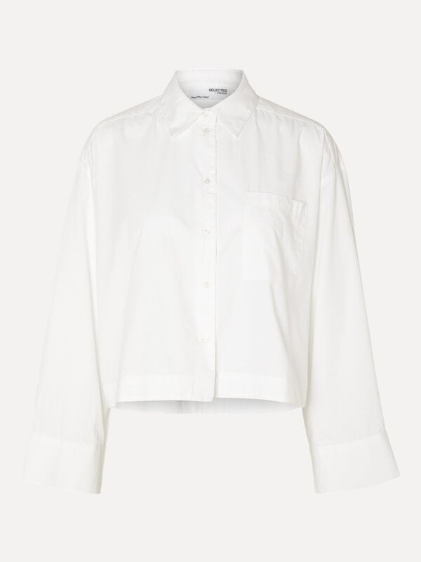 Selected Cropped shirt Astha 1. Elevate the classic white shirt with this cropped iteration made of organic cotton. Compl...