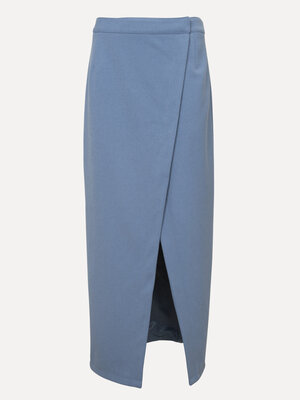 Rok Greg. Breng kleur in je herfstgarderobe met deze poederblauwe rok. De speelse split laat een vleugje been zien, terwi...