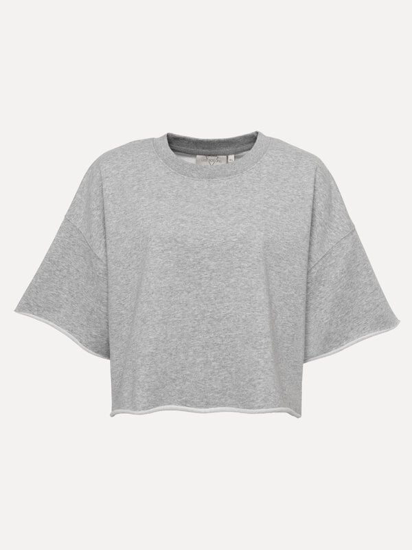 Les Soeurs Cropped Shortsleeve Sweater Lucia 2. Simpel, stijlvol, onmisbaar: dit grijze cropped T-Shirt wil je ASAP toevo...