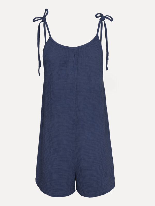 Le Marais Tetra playsuit Amira 2. Deze navy blauwe playsuit in tetra kwaliteit is perfect voor de zomer. Het luchtige mat...