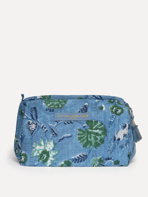 Toiletry bag Indi. This large blue toiletry bag with a beautiful floral pattern offers ample space for your essentials. A...